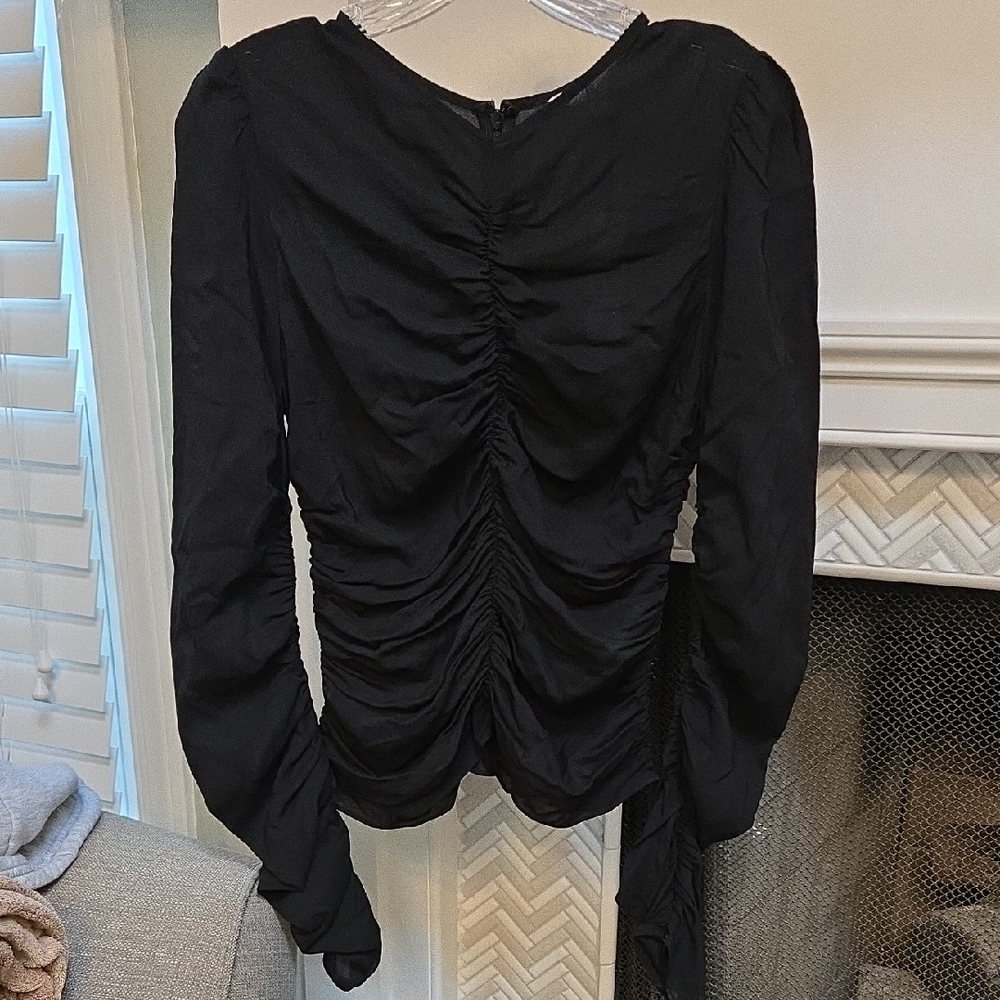 NWT Banana Republic Black Ruched Blouse Size XS